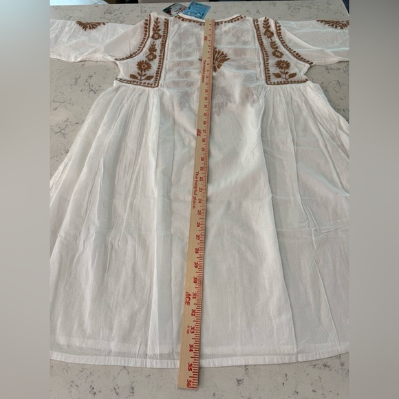 Vahson Handmade Short Chikan Cotton Kurti Embroidered Womens Sz Large White NEW - Picture 13 of 15